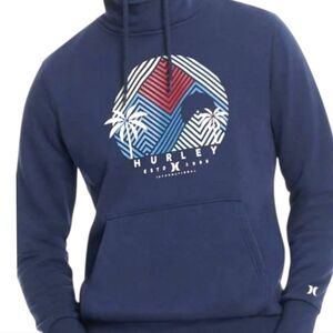 Hoodie Pullover Sweatshirt Hurley Blue Men's Kangaroo Pocket Sz L